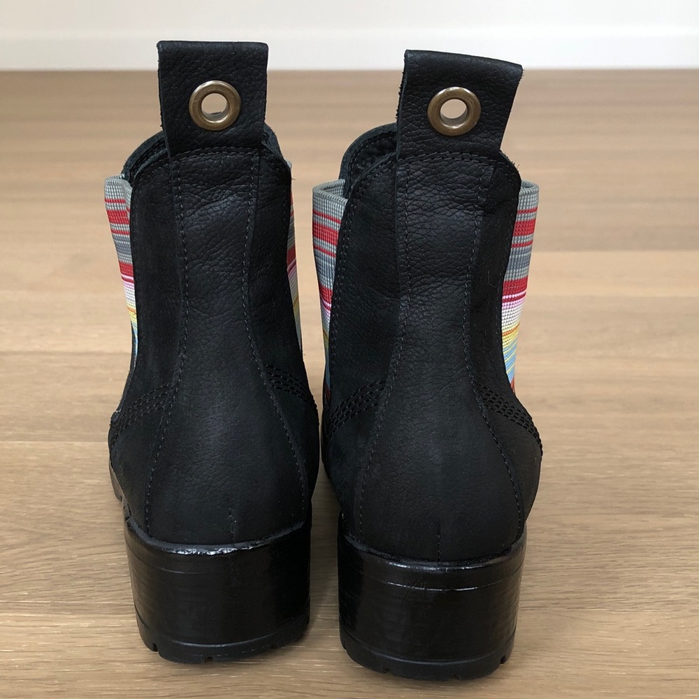 Bueno Women's Florida Boots, Black Leather with fun Multi-Colour Elasti, Size 38 - Picture 7 of 13
